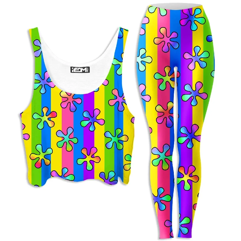Psychedelic 60s Crop Top and Leggings Combo Elegant Classic Vintage