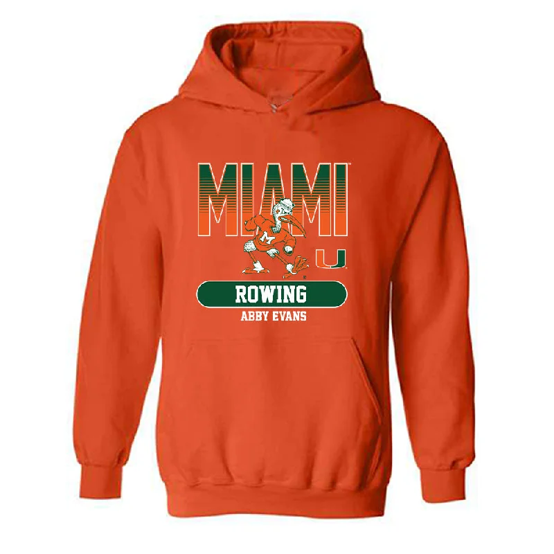 Miami - NCAA Women's Rowing : Abby Evans - Classic Fashion Shersey Hooded Sweatshirt Hoodie with Thumb Holes Functional Cozy