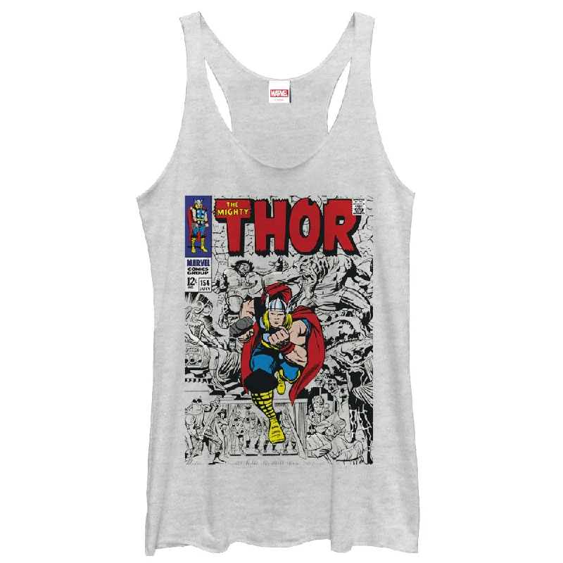 Women's Marvel Mighty Thor Comic Book Cover Print Racerback Tank Top gym tank top