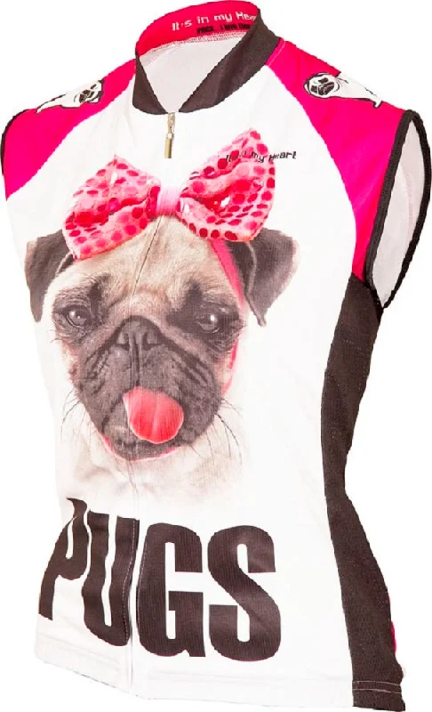 Pugs Women's Sleeveless Cycling Jersey (M, L, 2XL) Minimalist Jersey Tee