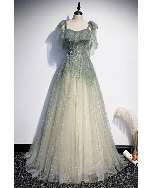 Elegant and Sweet Sage Green Sleeveless Off Shoulder Beads with Sparkling Sheer Sequins Prom Dress Sage Green A-line Princess Shoulder Off Back Sweeping Train Ruffle Edge Evening Dress Cowl Neckline Elegant Elegant and Sweet Sage Green Sleeveless Off Shoulder Beads with Sparkling Sheer Sequins Prom Dress Sage Green A-line Princess Shoulder Off Back Sweeping Train Ruffle Edge Evening Dress Cowl Neckline Elegant