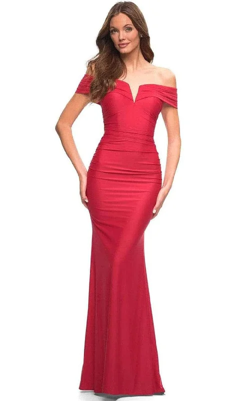 La Femme - Ruched Jersey Prom Gown 30582SC Warm Jersey Shirt