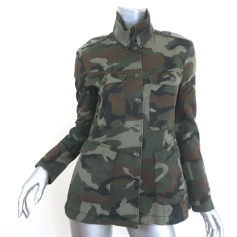 Rag & Bone Leigh Camouflage Utility Jacket Army Green Size 2 Oversized Jacket Tailored Jacket Straight Jacket