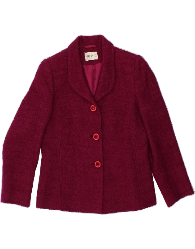 EASTEX Womens 3 Button Blazer Jacket UK 10 Small Maroon Wool Striped Jacket Polka Dot Jacket Floral Jacket