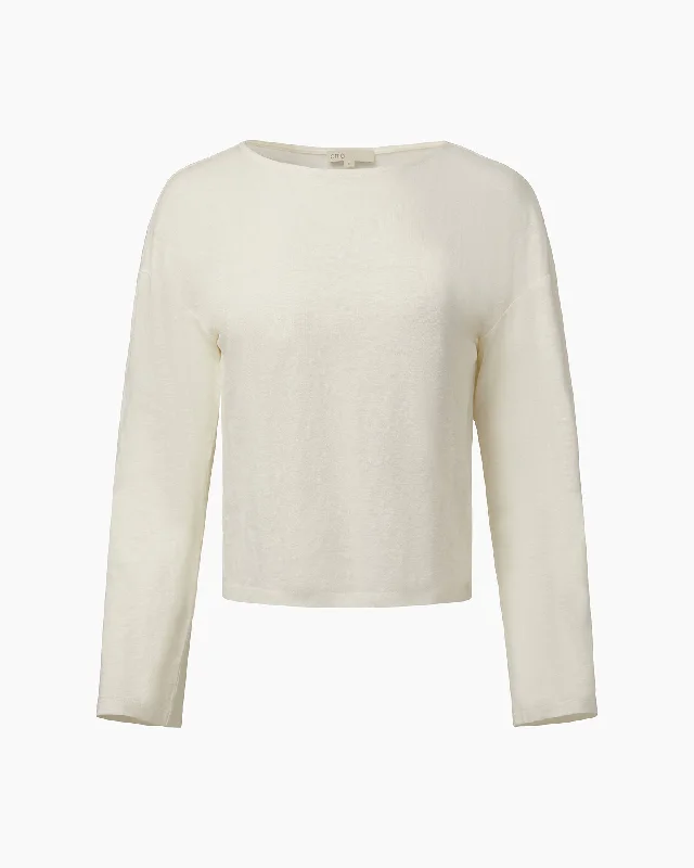 Linen Jersey Boatneck Top Classic Jersey Tee