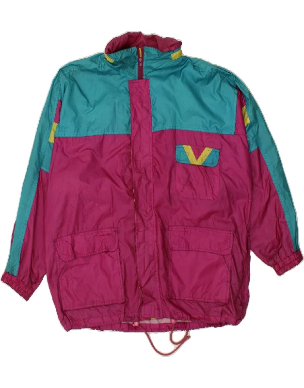 EXPLORER Womens Rain Jacket UK 16 Large Pink Colourblock Nylon Chenille Fabric Brocade Fabric Lace Fabric