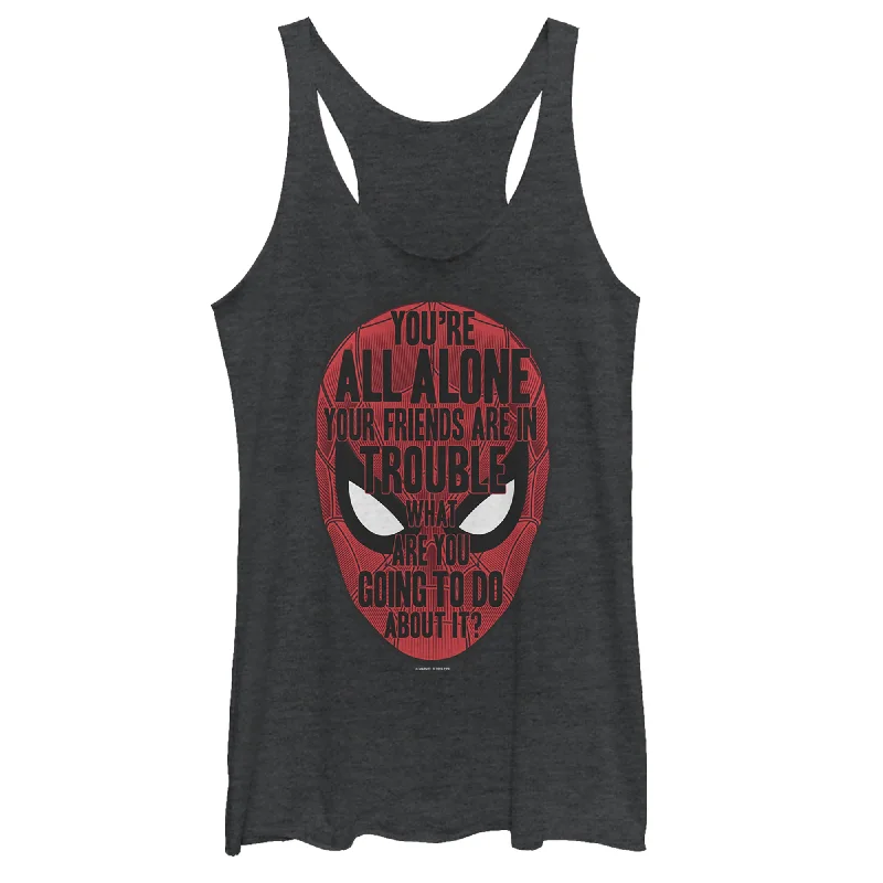 Women's Marvel Spider-Man: Far From Home Alone Quote Racerback Tank Top fitness tank top