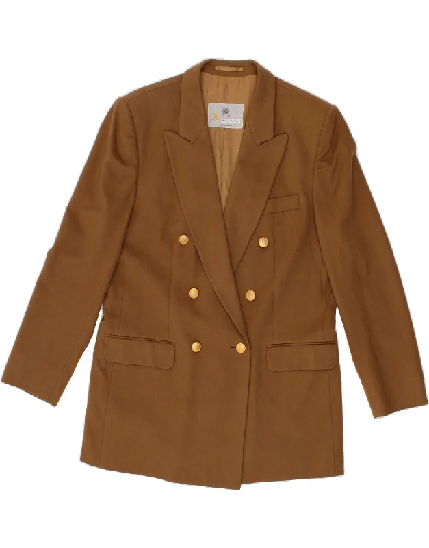 AQUASCUTUM Womens Double Breasted Blazer Jacket UK 12 Medium Brown Belted Jacket Elasticated Jacket Padded Jacket