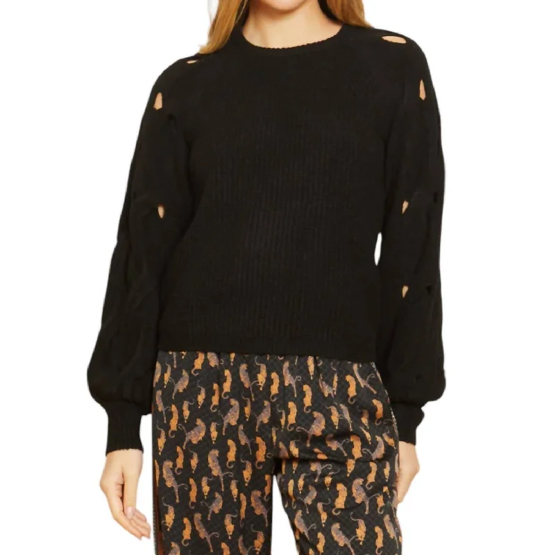Camille Sweater In Black Elasticated Padded Insulated