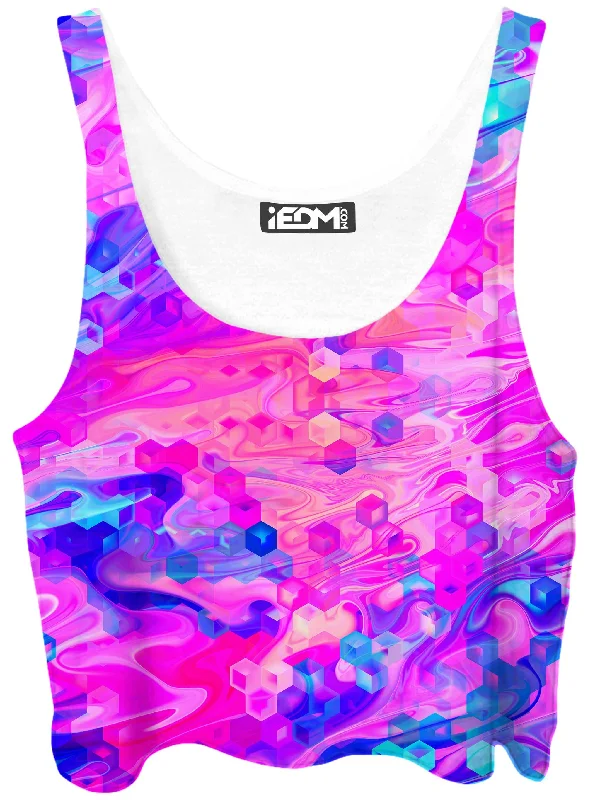 Cotton Candy Wash Crop Top Front Pockets Side Pockets Patch Pockets