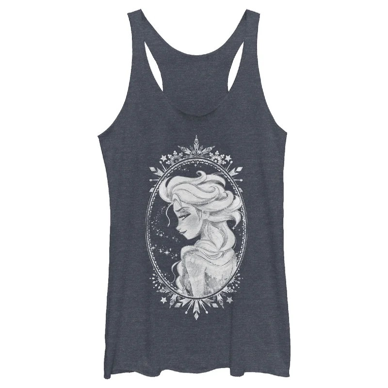 Women's Frozen Elsa Snow Queen Frame Racerback Tank Top basic tank top