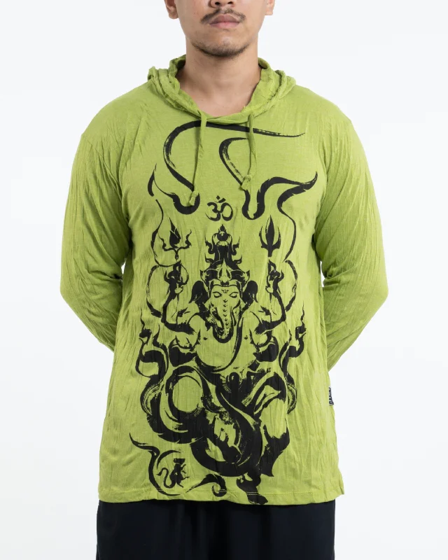 Unisex Ganesh Chakra Hoodie in Lime Hoodie with Fur Luxurious Winter