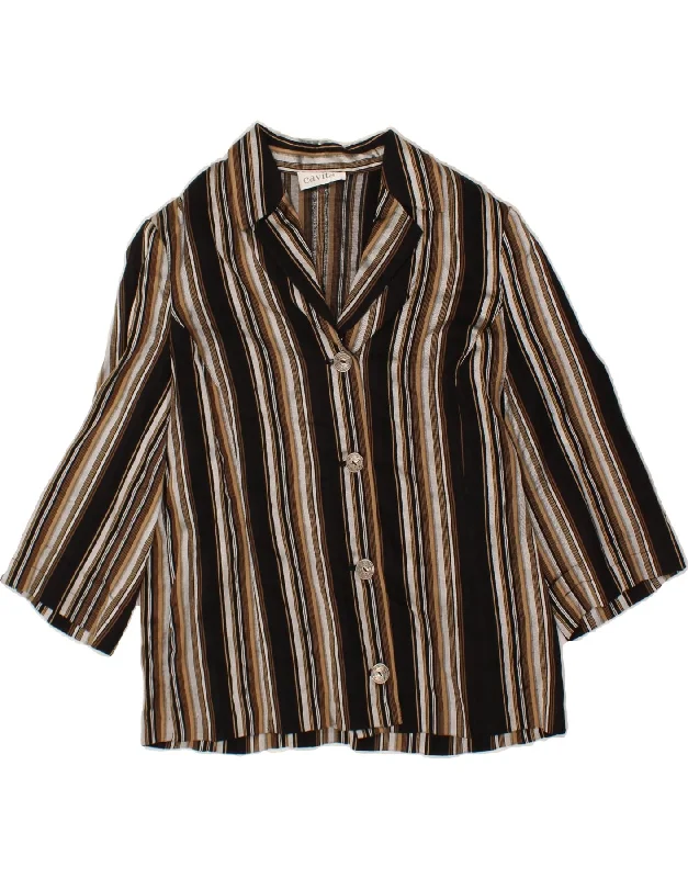 CAVITA Womens 4 Button Blazer Jacket UK 14 Medium Multicoloured Striped Wool Jacket Cashmere Jacket Tweed Jacket