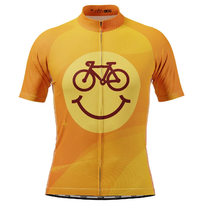 Men's Cycling is Happiness Emoji Short Sleeve Cycling Jersey Limited Edition Jersey Tee