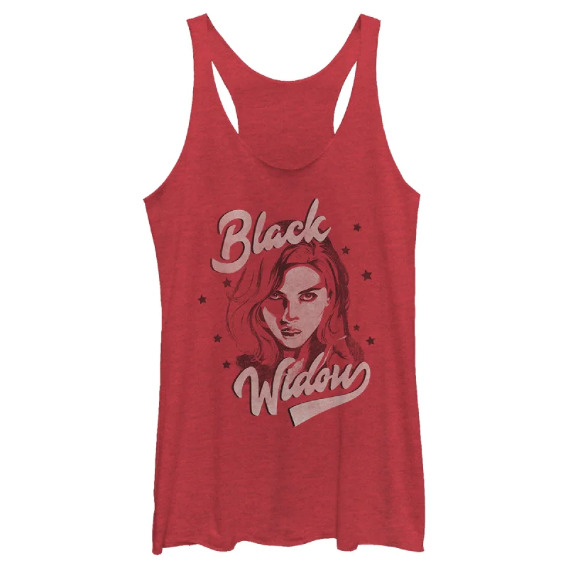 Women's Marvel Black Widow Retro Portrait Racerback Tank Top playful tank top
