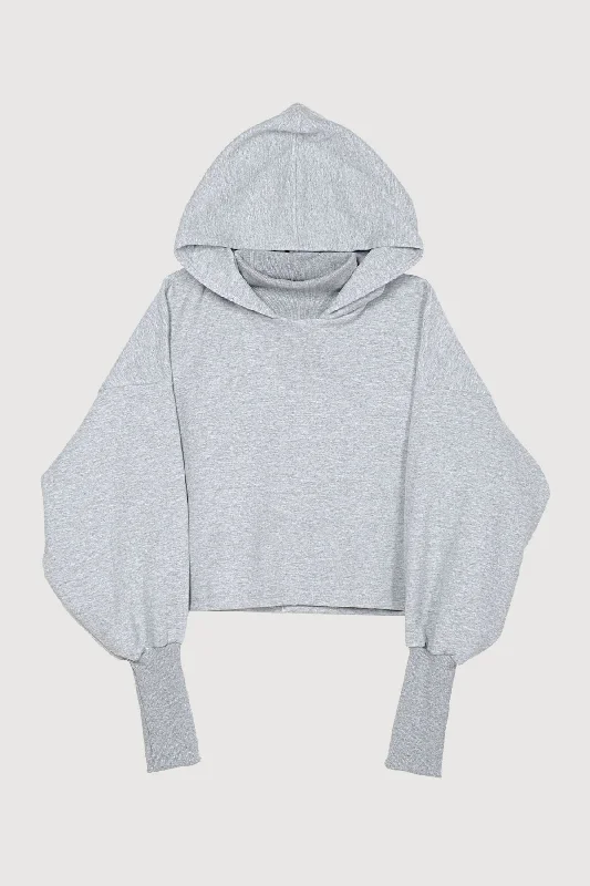 LOTUS CROPPED HOODIE Hoodie with Contrast Stitching Detailed Premium
