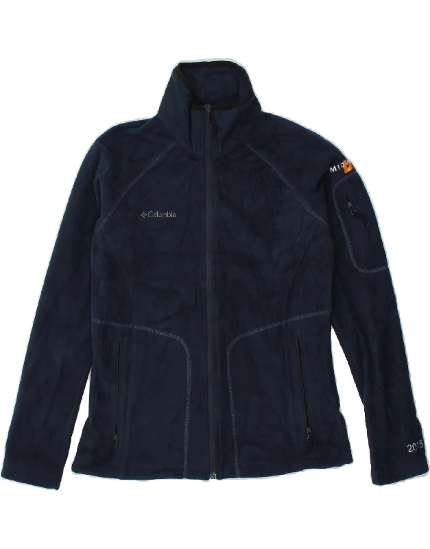 COLUMBIA Womens Fleece Jacket UK 10 Small Navy Blue Polyester Faux Fur Fabric Real Fur Fabric Shearling Fabric