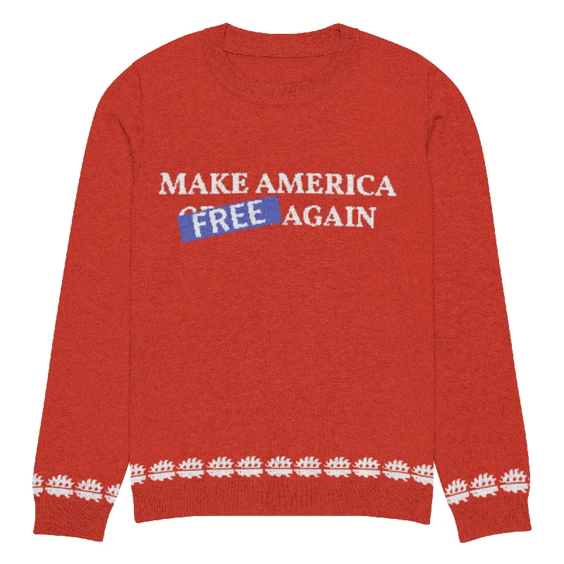 Make America Free Again Knitted crew neck Ugly Christmas sweater Terry Blend Velvet Blend Canvas Blend