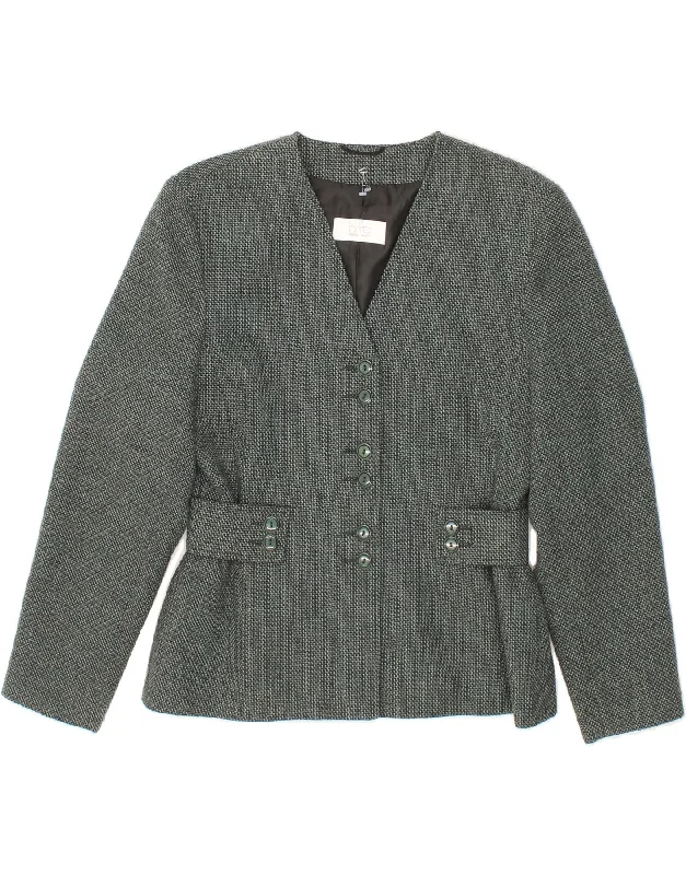 VINTAGE Womens Blazer Jacket UK 10 Small  Grey Plaid Jacket Tartan Jacket Houndstooth Jacket