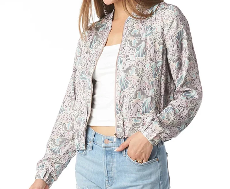 Mindi Patterned Jacket In Pebble Butteryfly Denim Jacket Leather Jacket Suede Jacket