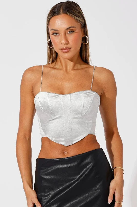 Metallic Corset Crop Top Straps Anti-Shrink Durable Soft