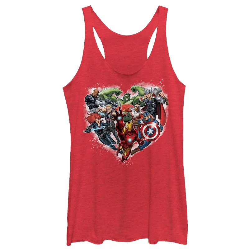 Women's Marvel Valentine's Day Avenger Heart Collage Racerback Tank Top cozy tank top Women's Marvel Valentine's Day Avenger Heart Collage Racerback Tank Top cozy tank top