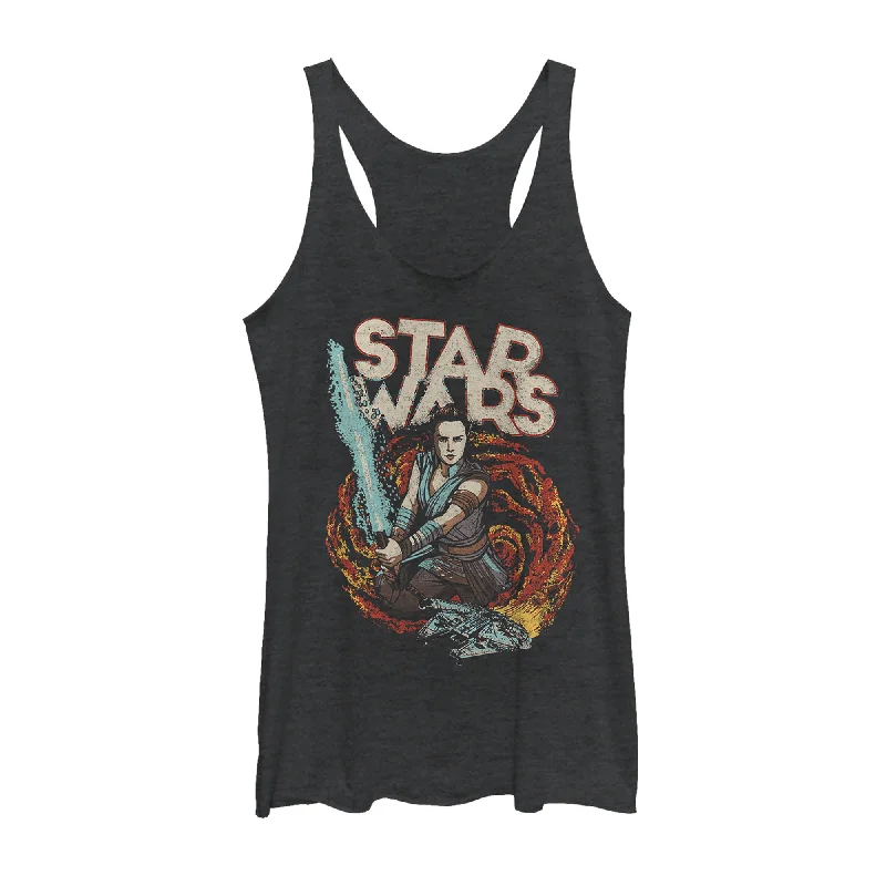Women's Star Wars: The Rise of Skywalker Rey Retro Swirl Racerback Tank Top layering tank top Women's Star Wars: The Rise of Skywalker Rey Retro Swirl Racerback Tank Top layering tank top