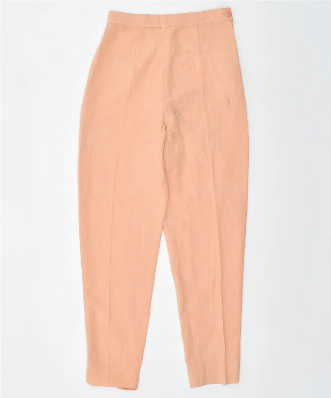 VINTAGE Womens High Waist Casual Trousers IT 42 Medium W26 L28 Orange Trousers Solid Black