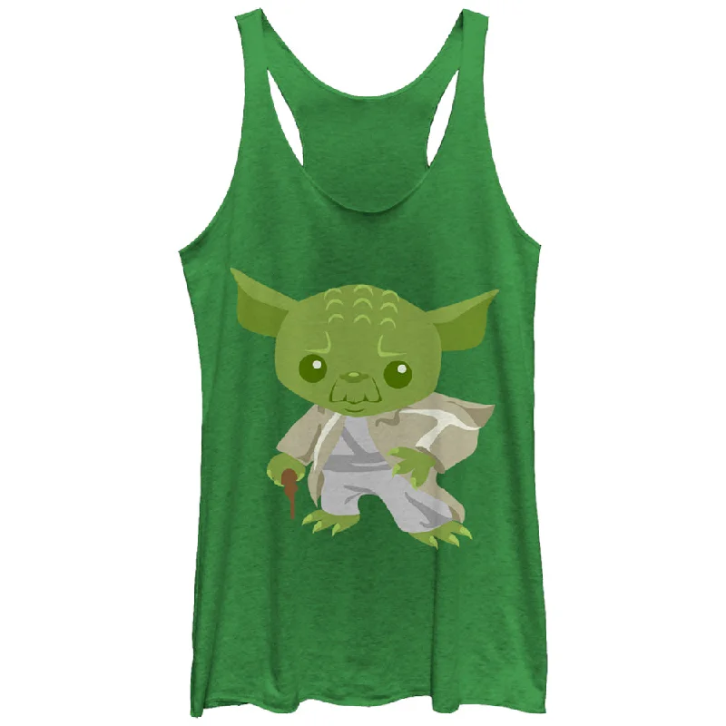 Women's Star Wars Cute Cartoon Yoda Racerback Tank Top graphic tank top