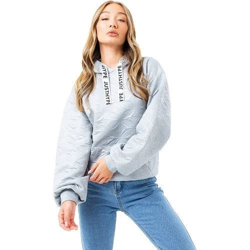 Hype Womens/Ladies Quilted Draped Sleeve Pullover Hoodie Oversized Hoodie Comfort Casual