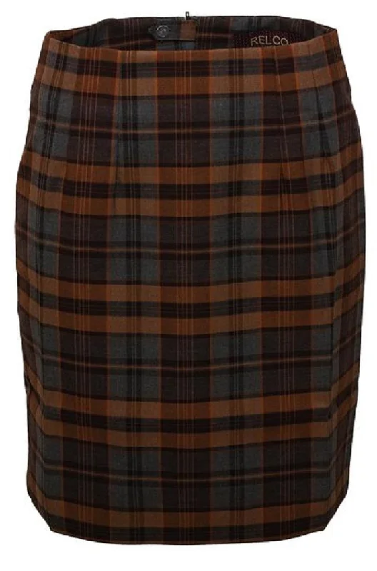 Relco Ladies Retro Rude Girl Grey/Tan Tartan Pencil Skirt tulle skirt dreamy