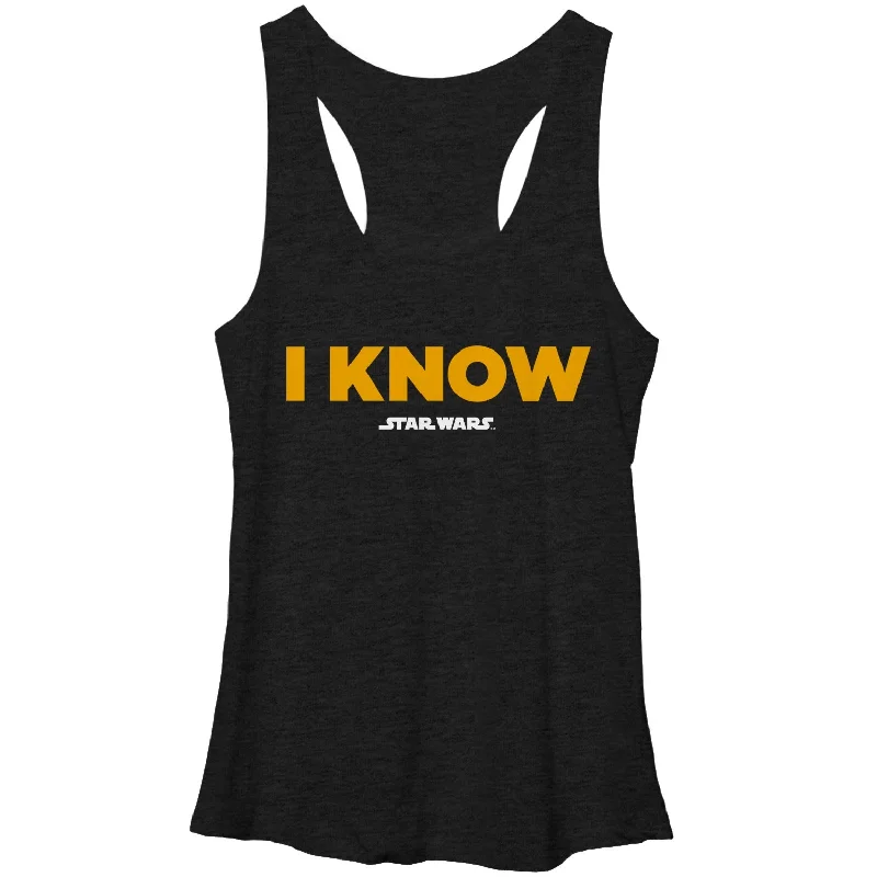 Women's Star Wars Han Solo I Know Racerback Tank Top peekaboo tank top