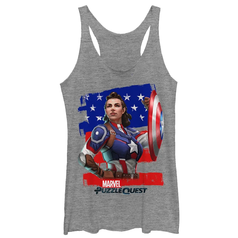 Women's Marvel Puzzle Quest Peggy Carter Racerback Tank Top activewear tank top