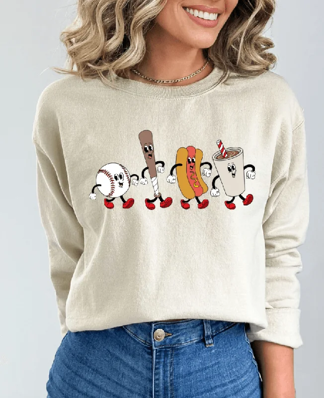 Hazel Blues® | Baseball Cartoon Graphic Sweatshirt Hoodie with Raglan Sleeves Sporty Comfortable