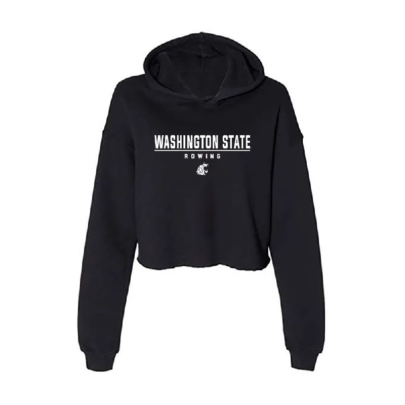 WSU - NCAA Women's Rowing : Sara Torres - Women's Crop Fleece Hoodie Hoodie with Button Placket Classic Preppy