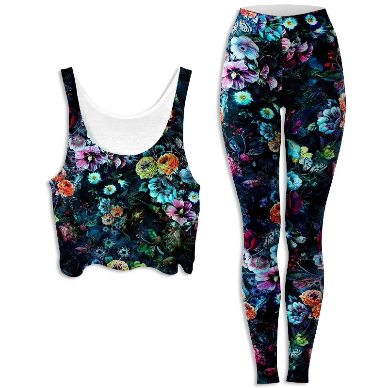 Neverland Crop Top and Leggings Combo Front Pockets Side Pockets Patch Pockets