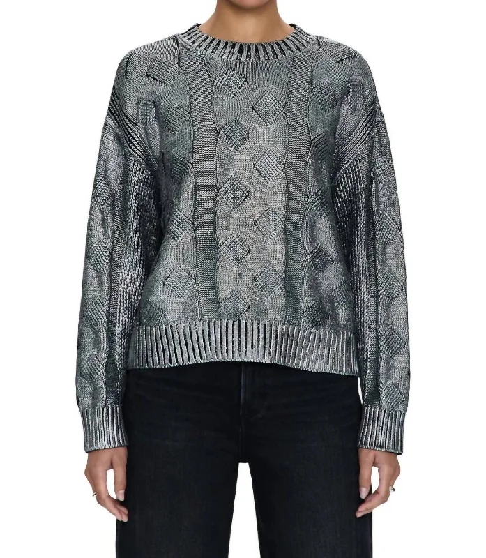 Everly Sweater In Gilded Midnight Lace Blend Ribbed Blend Corduroy Blend