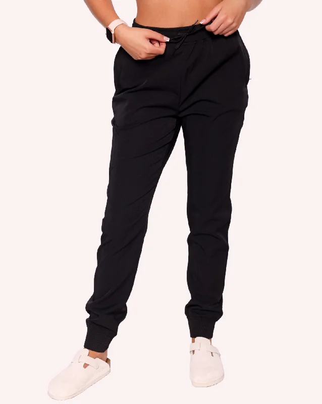 Purity Scrub Trousers - Black Trousers Striped Patterned