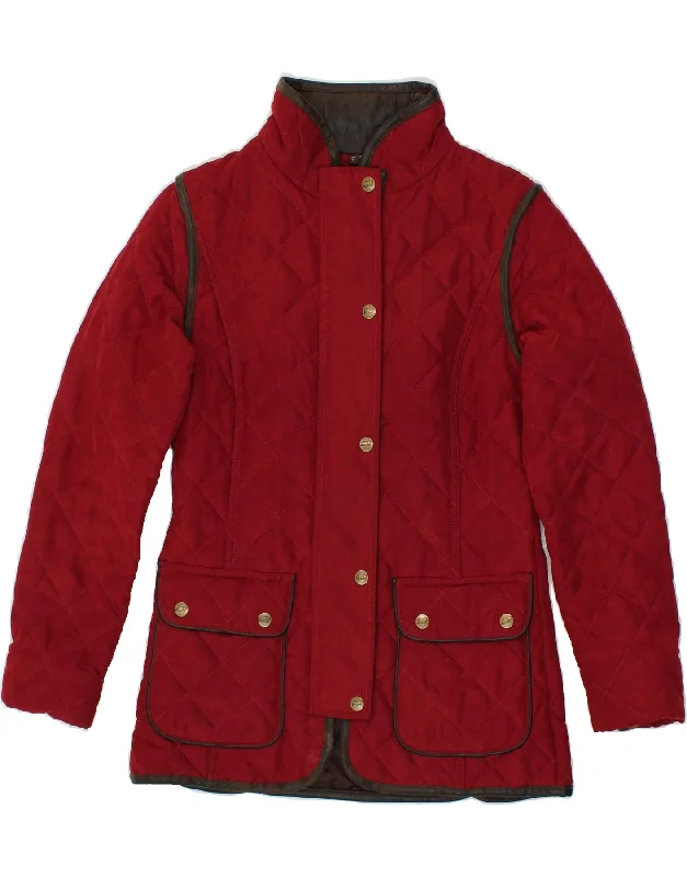 BALENO Womens Quilted Jacket UK 10 Small Red Polyester Cotton Fabric Linen Fabric Terry Fabric