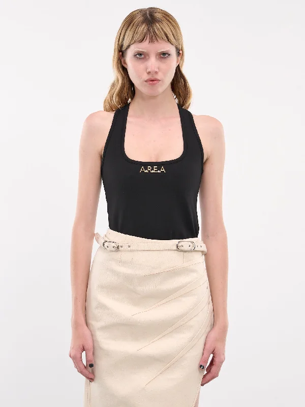 Logo Nameplate Racerback Tank (TP0045FA01-BLACK) low neck tank