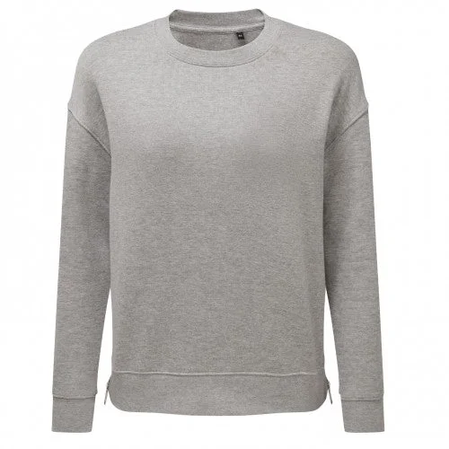 TriDri Womens/Ladies Heather Recycled Side Zip Sweatshirt Hoodie with Hem Lace Feminine Delicate