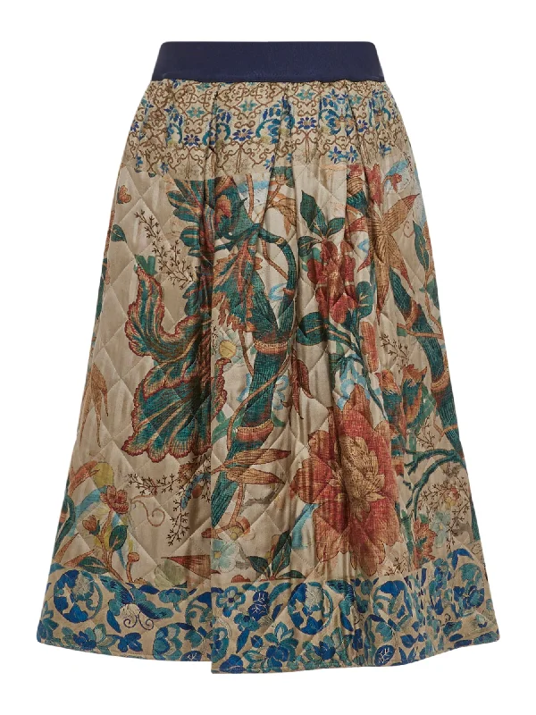 THE SILK PADDED SKIRT | LEAVES tiered skirt playful