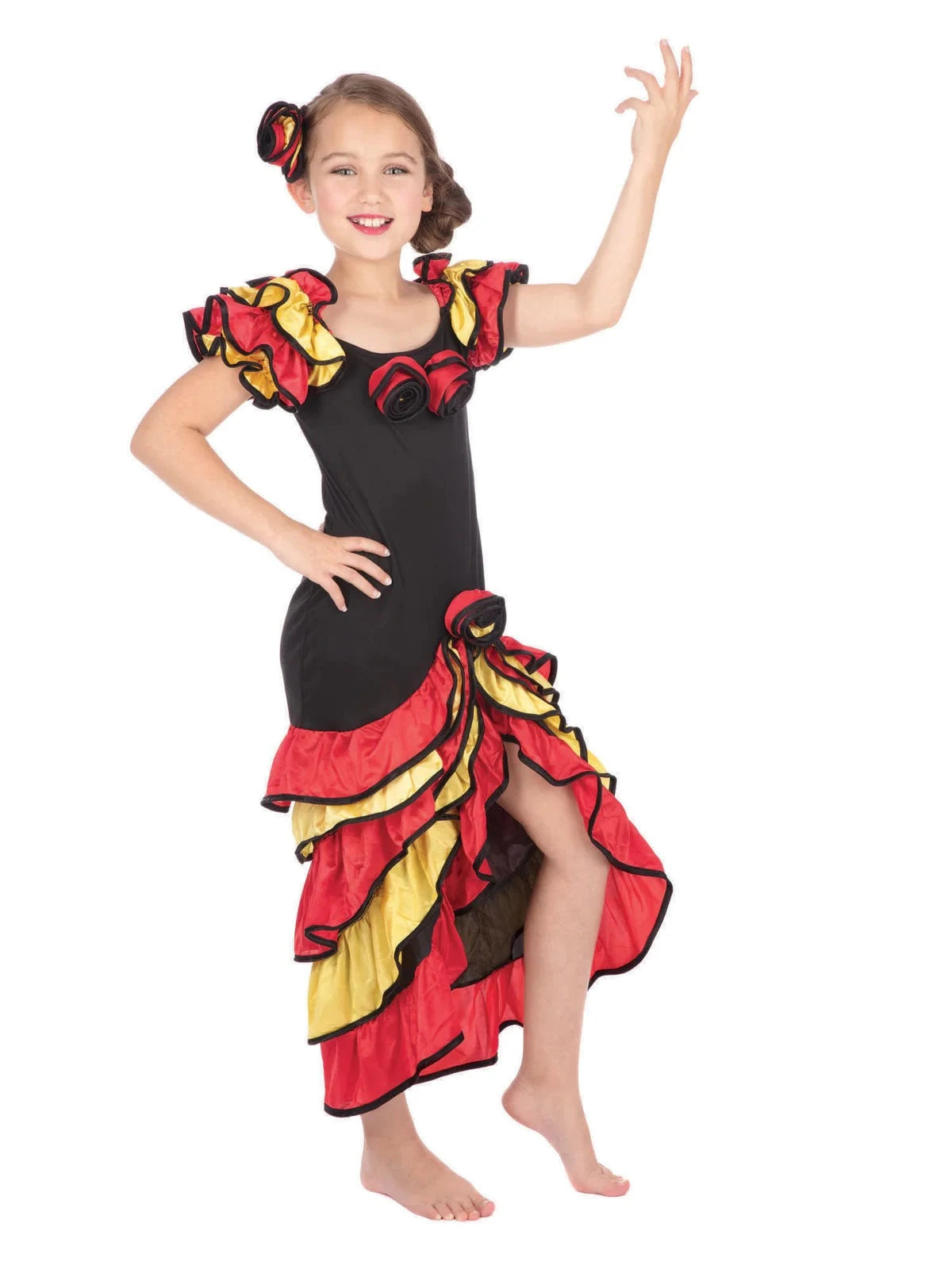 Rumba Girl Costume Vibrant Fiesta Girls Dress Tunics Satin smooth