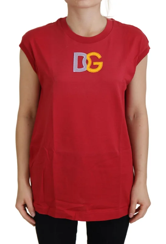 Dolce & Gabbana Elegant Red Sleeveless Cotton Tank Women's Top white tank top