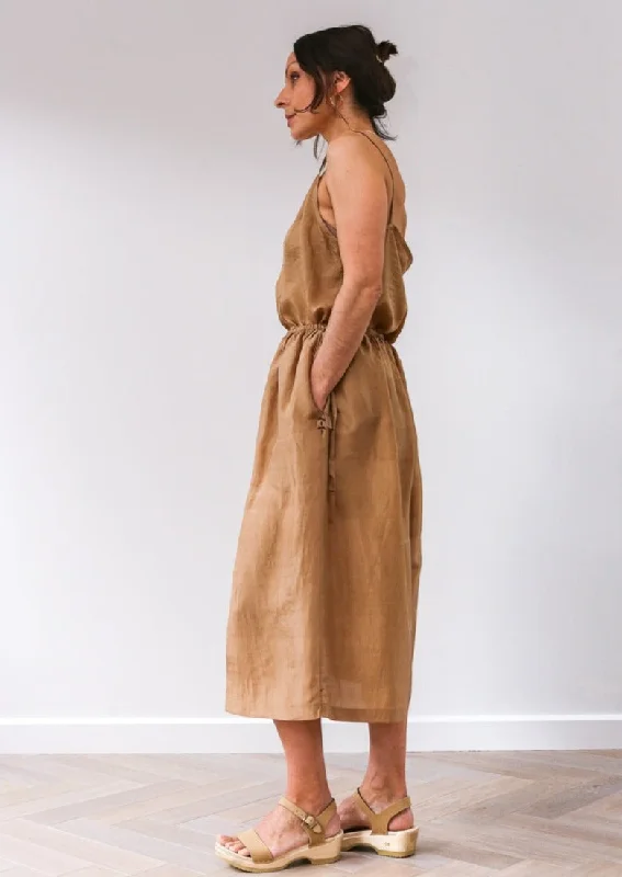 Ella Silk Skirt - Bronze low waist skirt