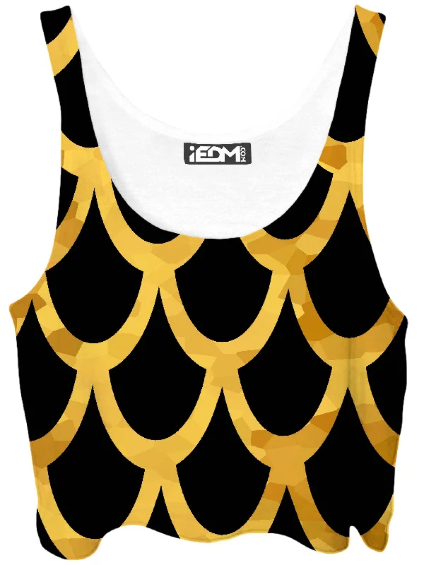 Mermaid Scales Gold Crop Top Terry Blend Velvet Blend Canvas Blend
