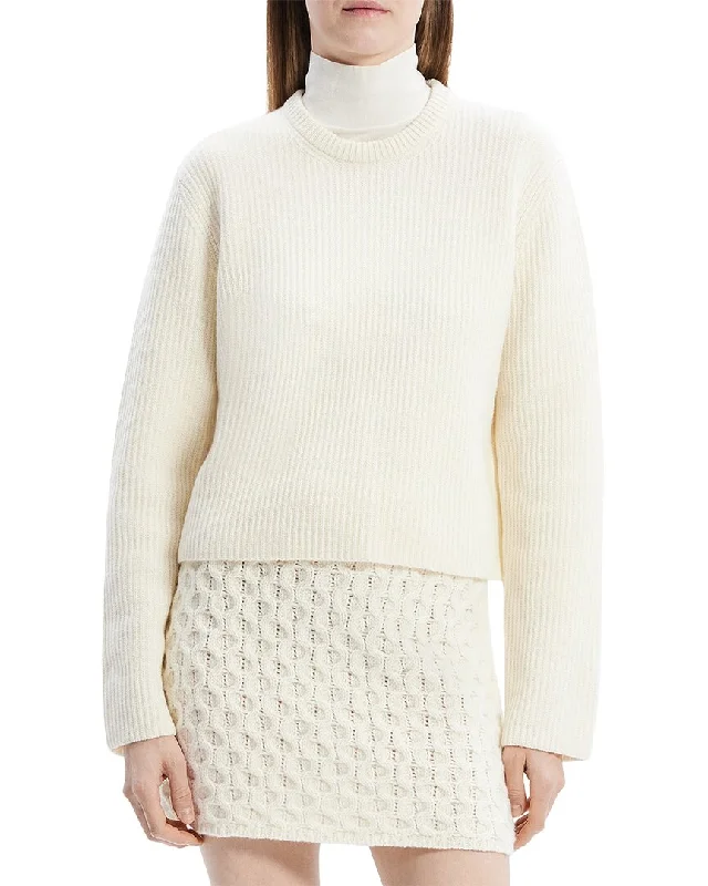 Theory Boxy Wool & Cashmere-Blend Sweater Elegant Classic Vintage