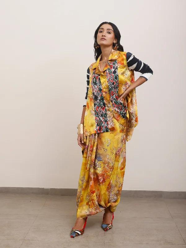Silk Printed Top With Lungi Skirt cashmere skirt fine