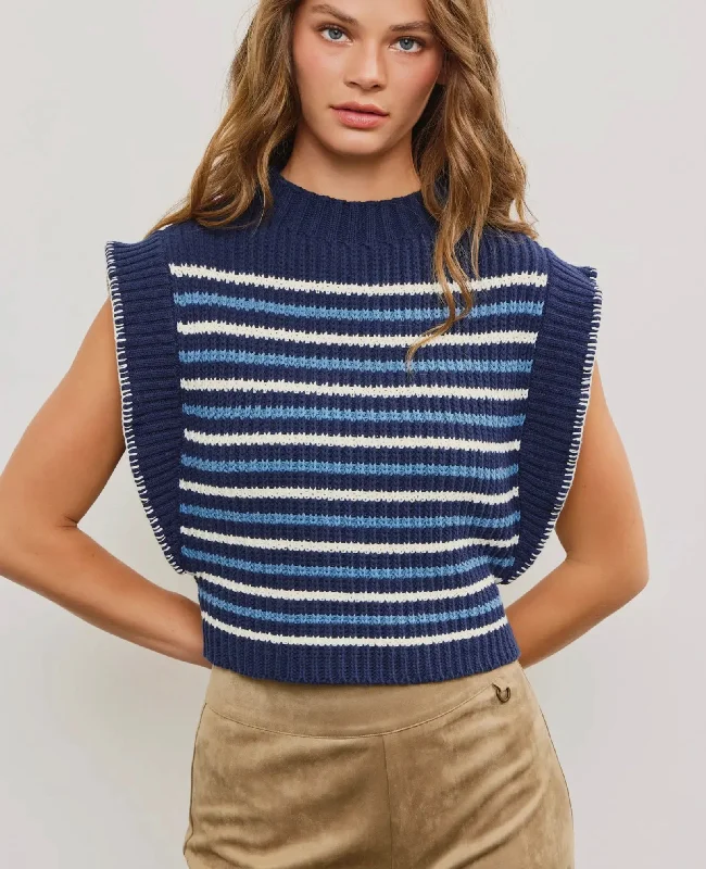 Navy Sweater Vest Polka Dot Checkered Tartan