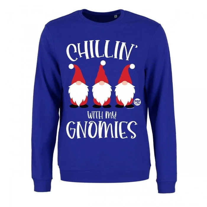 Pop Factory Womens/Ladies Chillin´ With My Gnomies Christmas Sweatshirt Hoodie Crop Top Short Trendy